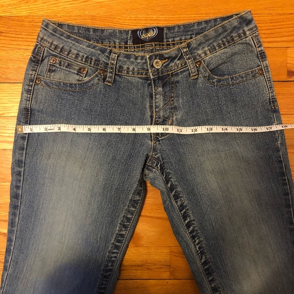 Angels Low Waist Wide Legged Y2K Embroidered Pocket Jeans - Picture 10 of 14